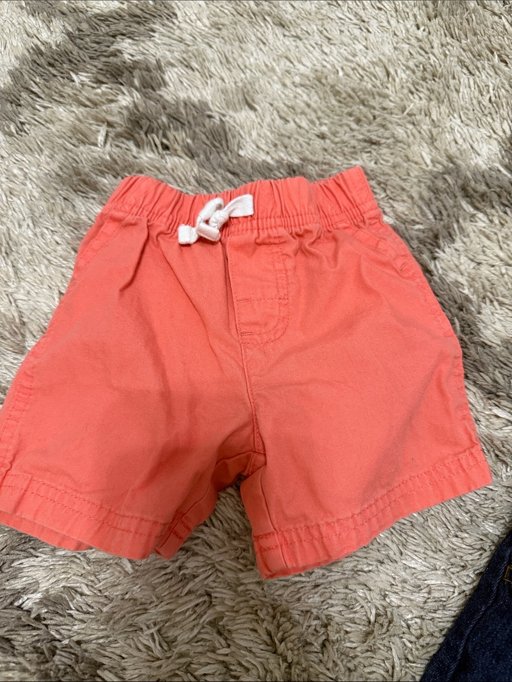 Carter's Coral Elastic Waist Pull-On Shorts with White Drawstring